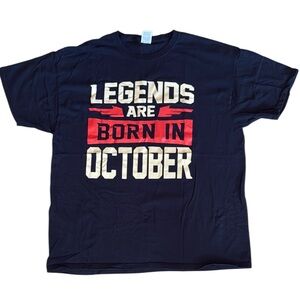 🎄 LEGENDS ARE BORN IN OCTOBER BLACK COTTON TSHIRT SIZE X-LARGE